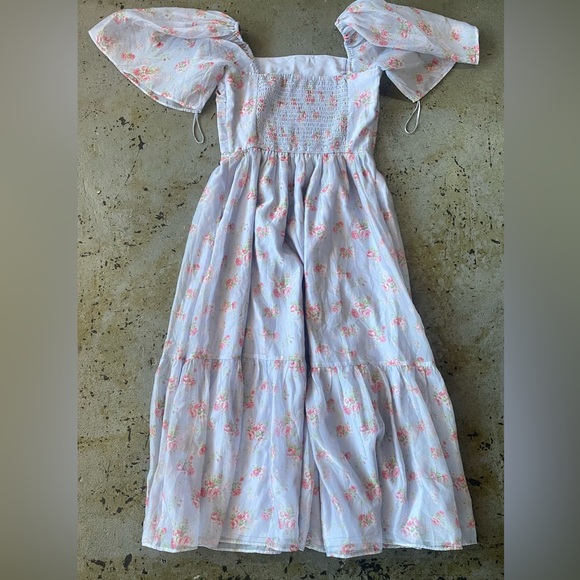 Abercrombie & Fitch Emerson Angel Sleeve Blue and Pink Midi Dress Size XS - Picture 8 of 10